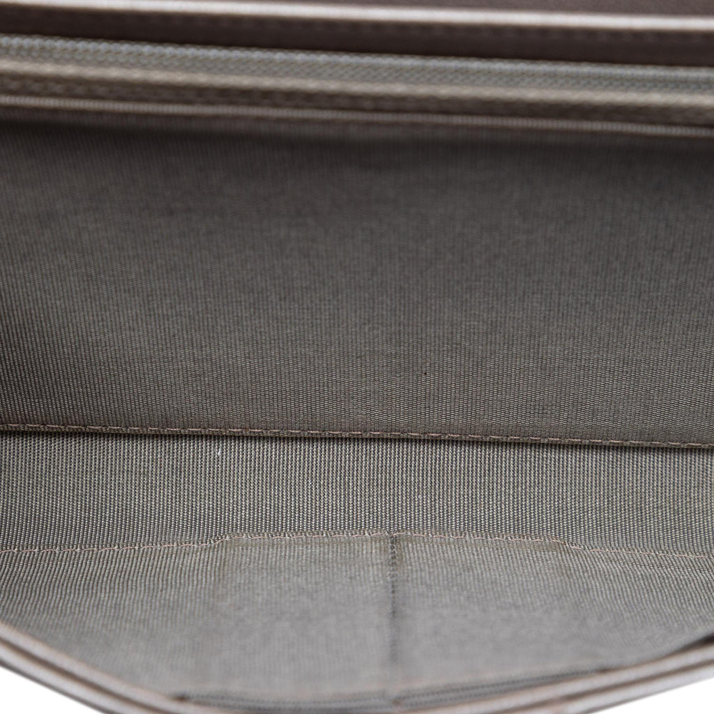 Chanel Quilted Metallic Lambskin Boy Clutch On Chain
