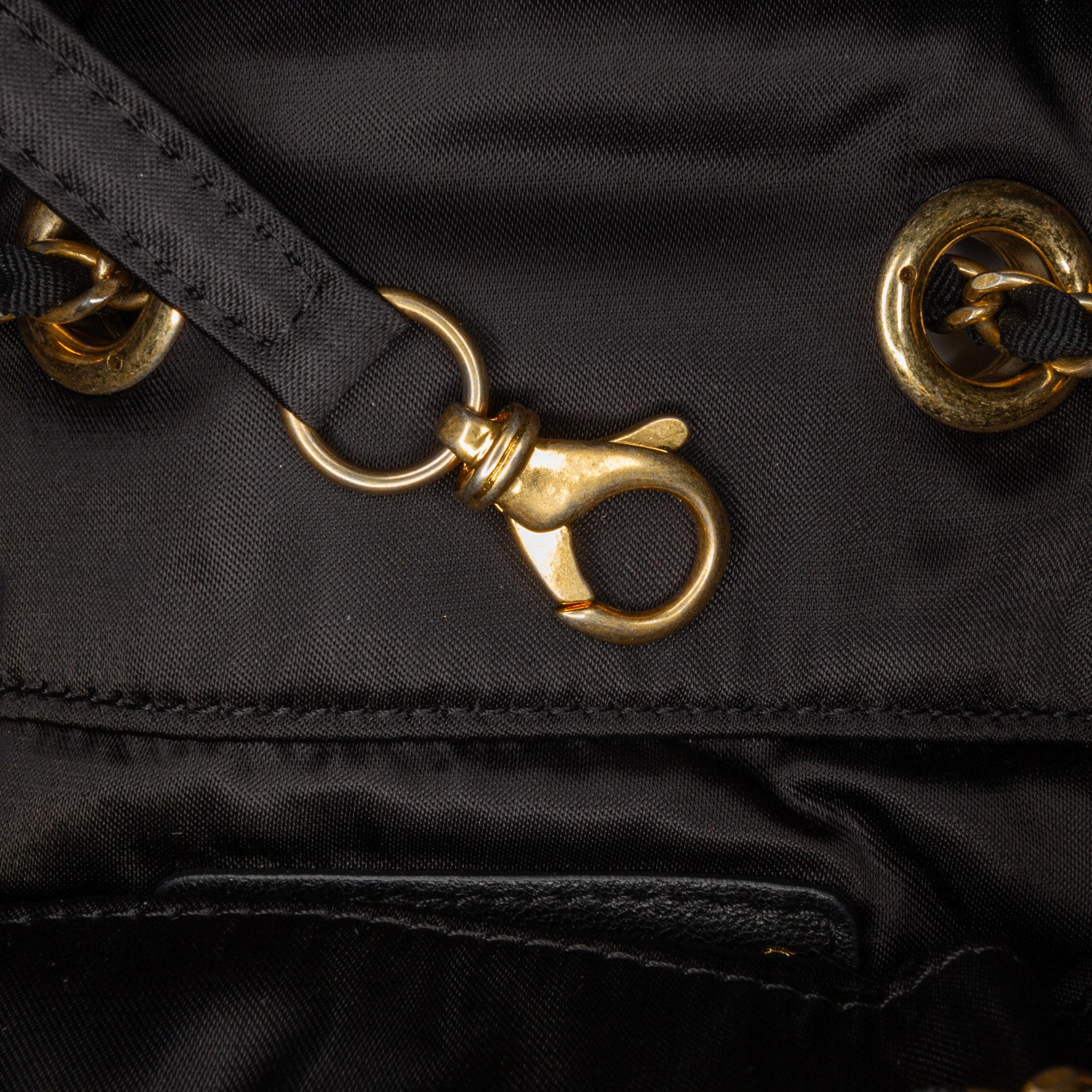 Chanel Quilted Nylon Crystal CC Drawstring Sling Bag