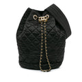 Chanel Quilted Nylon Crystal CC Drawstring Sling Bag