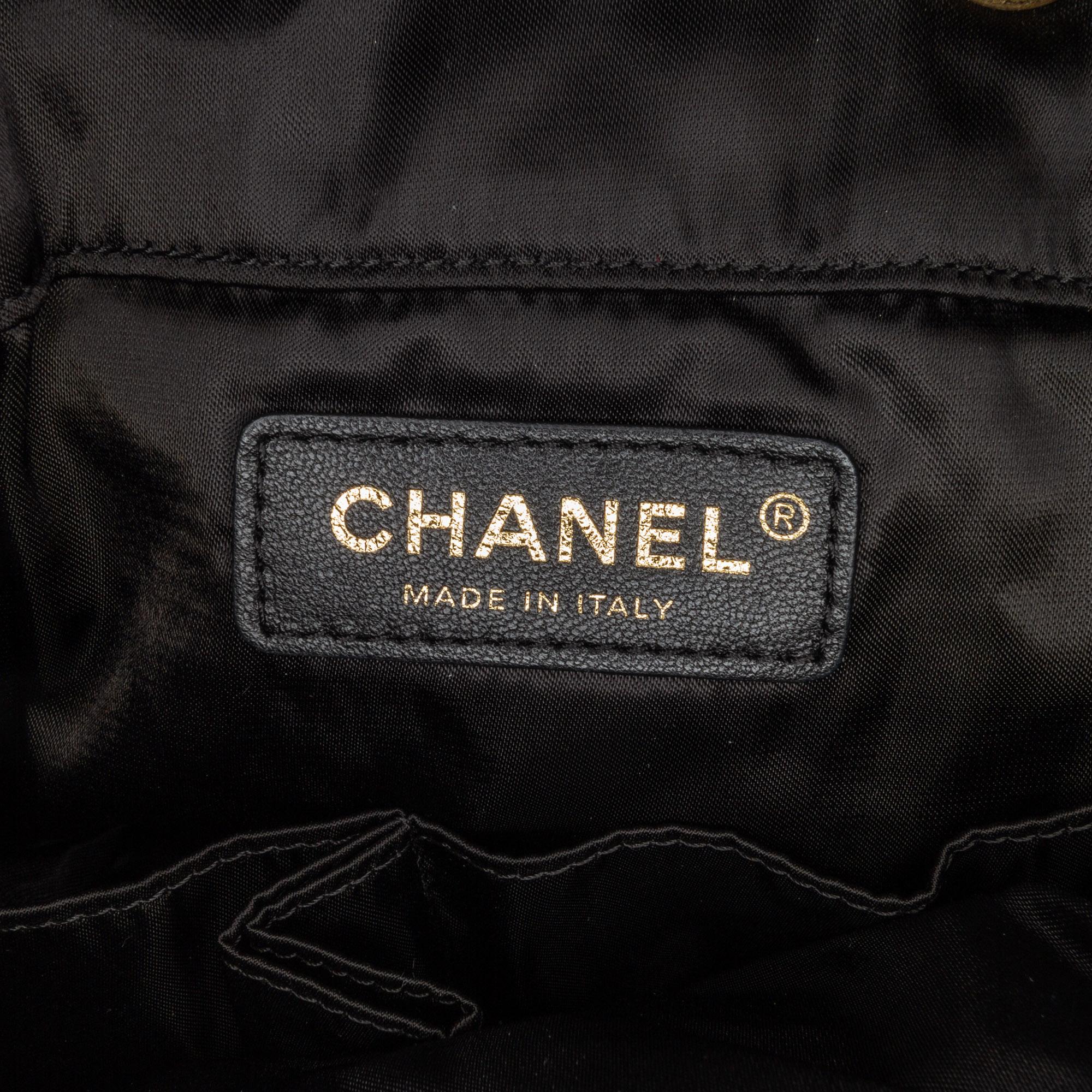 Chanel Quilted Nylon Crystal CC Drawstring Sling Bag