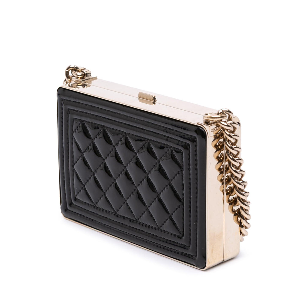 Chanel Quilted Patent Boy Box Minaudiere on Chain