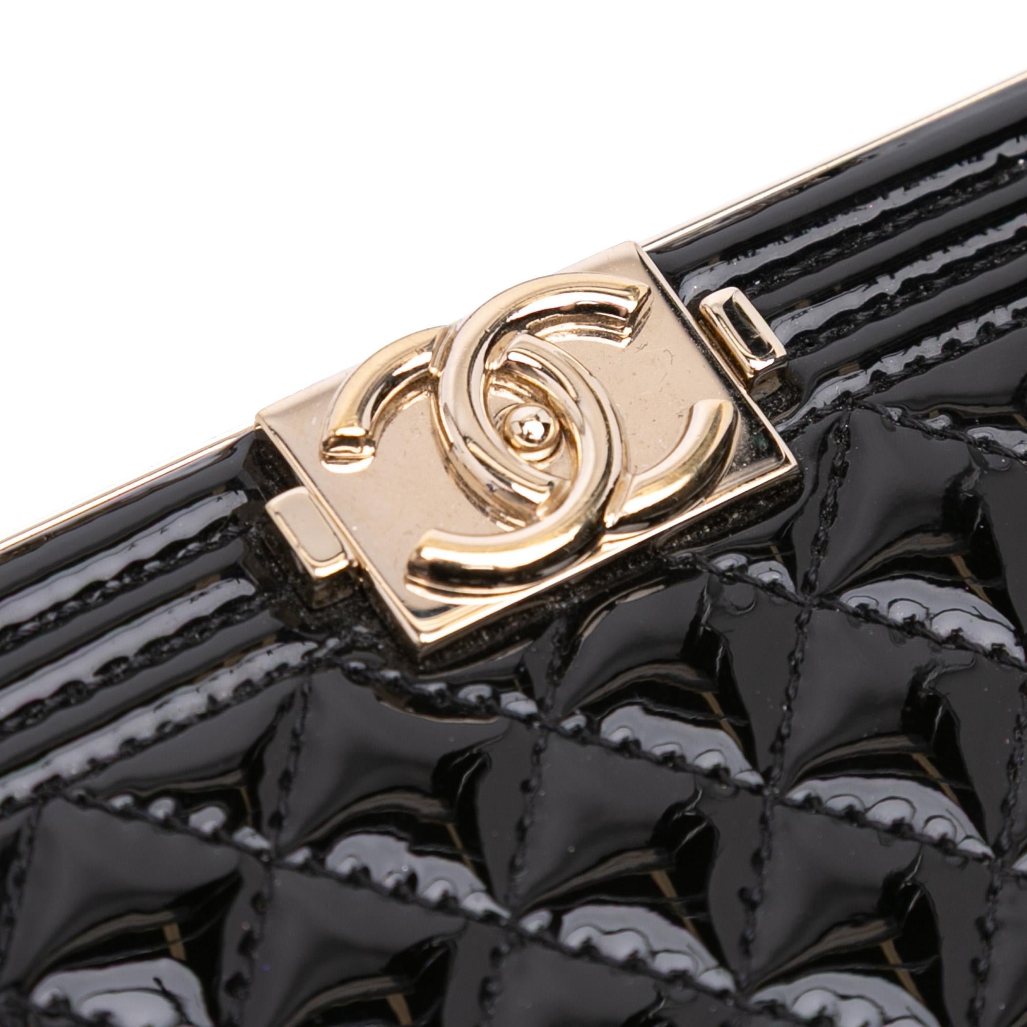Chanel Quilted Patent Boy Box Minaudiere on Chain