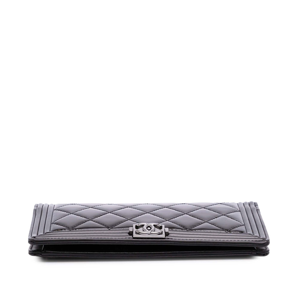 Chanel Quilted Patent Boy Long Wallet