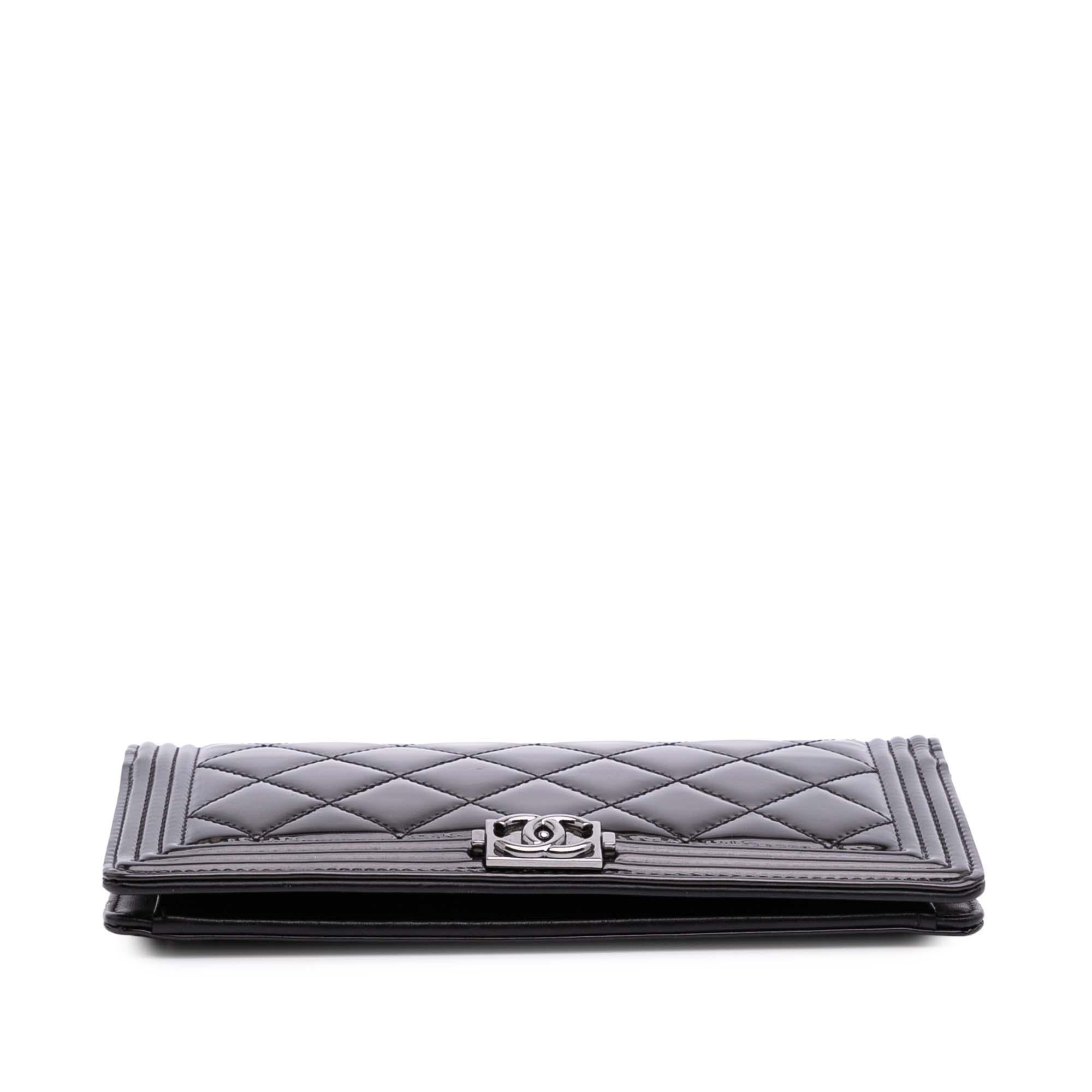 Chanel Quilted Patent Boy Long Wallet