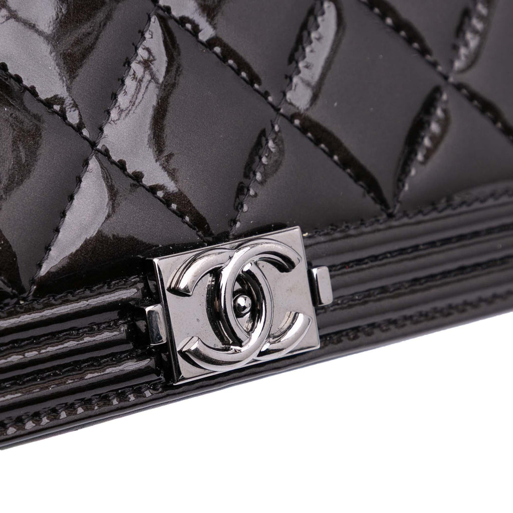Chanel Quilted Patent Boy Long Wallet