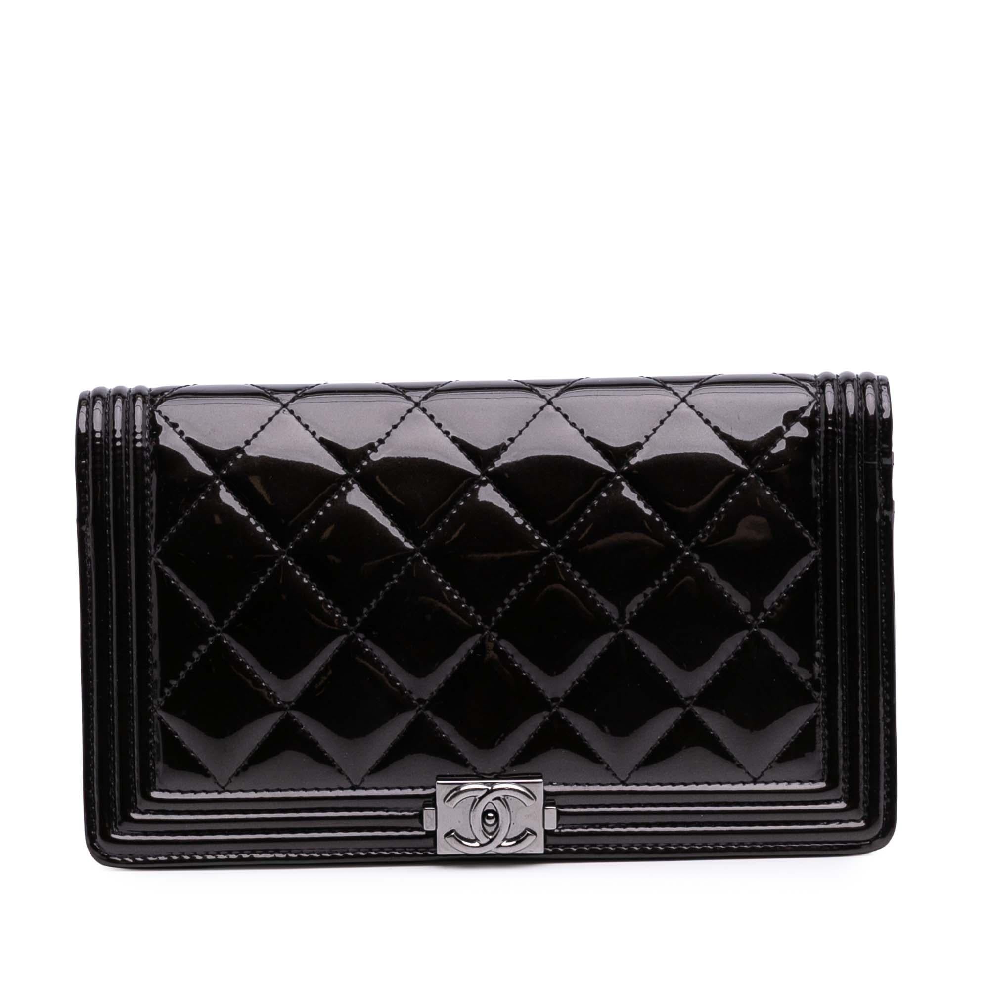 Chanel Quilted Patent Boy Long Wallet