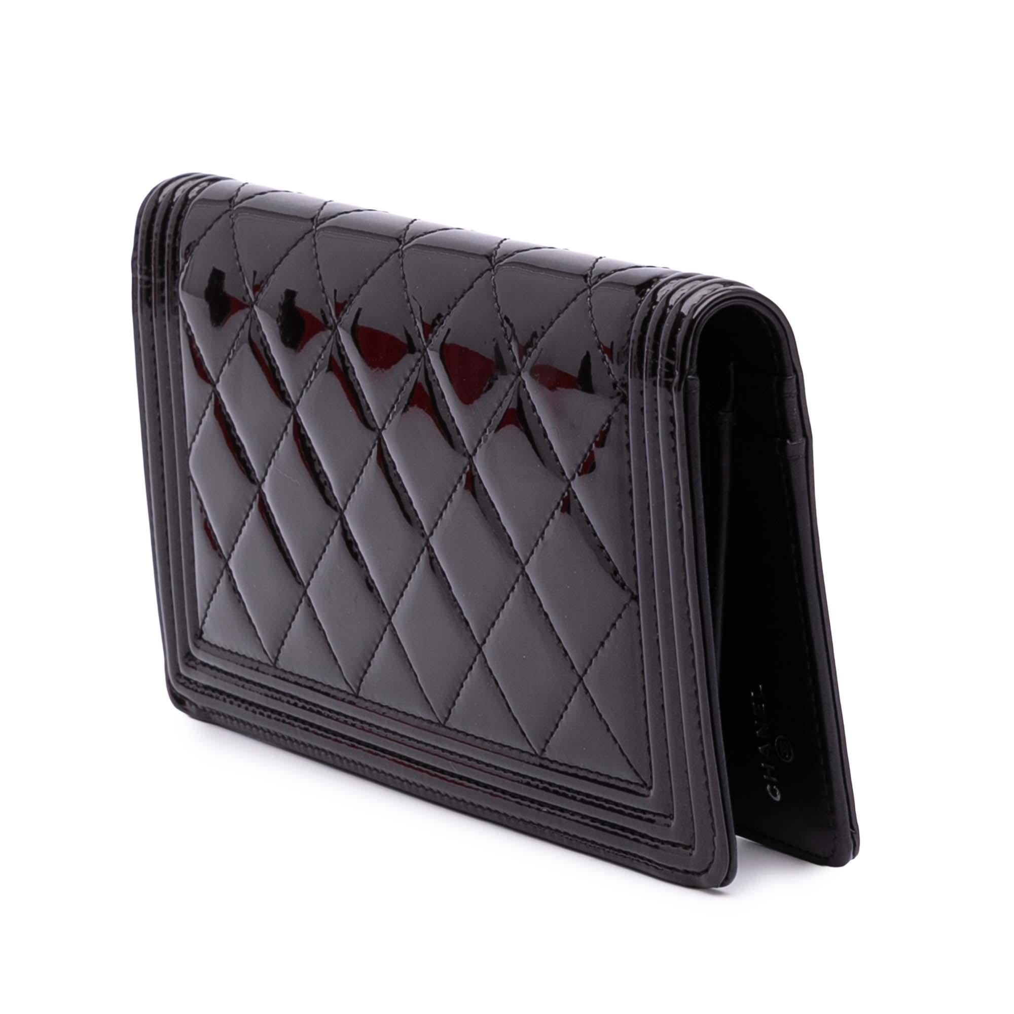 Chanel Quilted Patent Boy Long Wallet