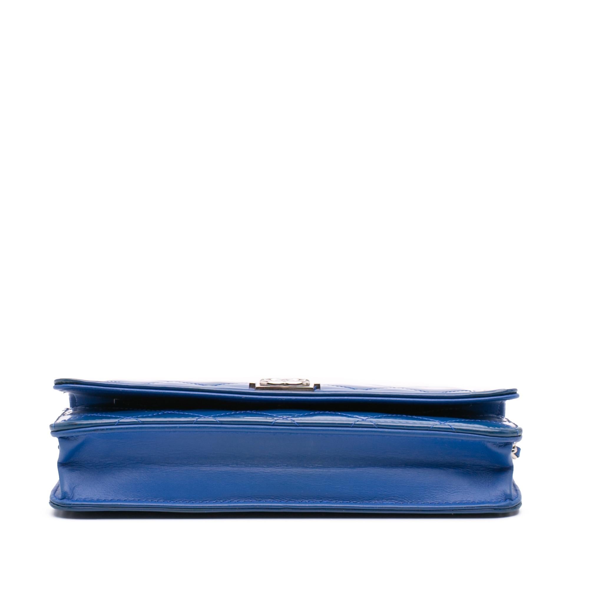 Chanel Quilted Patent Boy Wallet on Chain