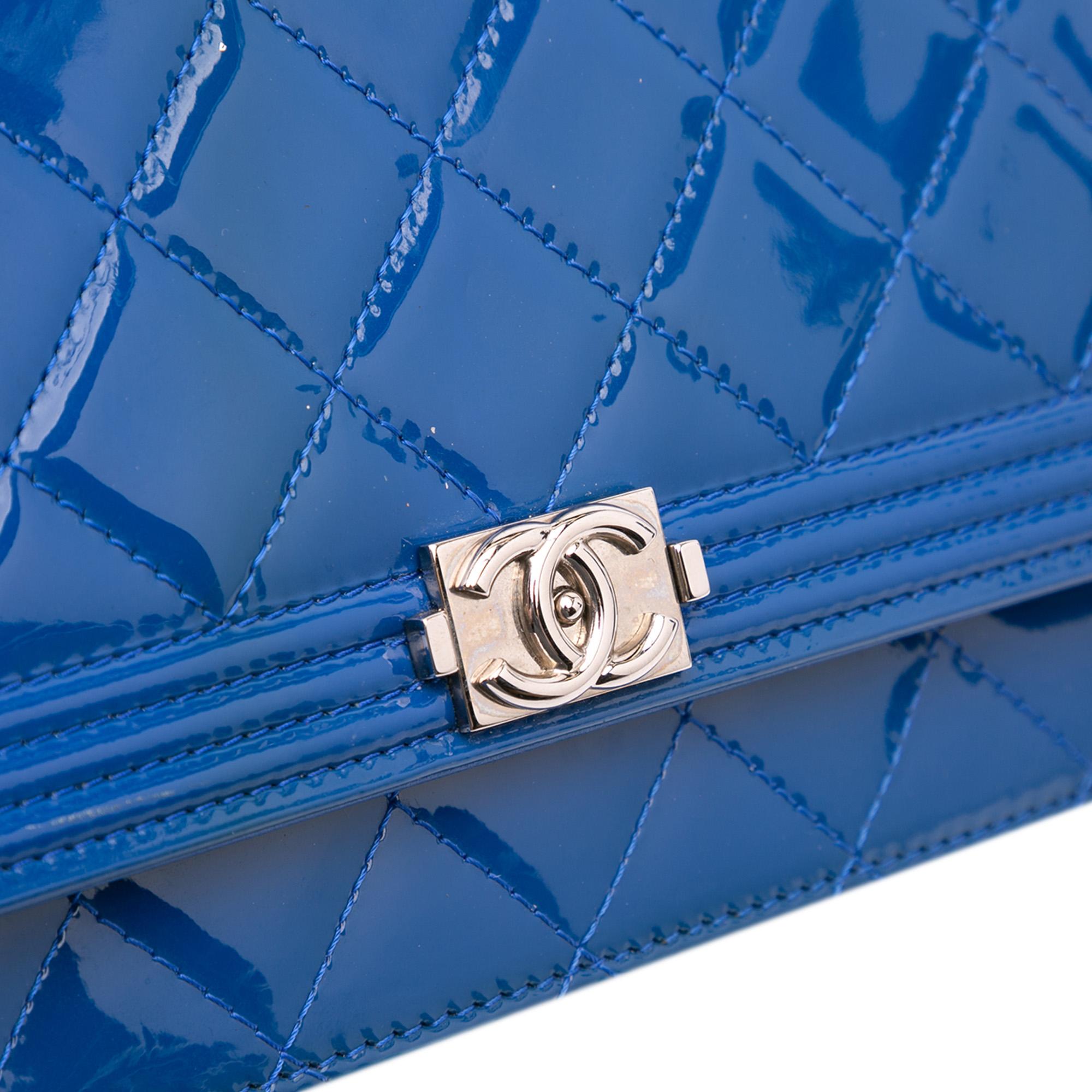 Chanel Quilted Patent Boy Wallet on Chain