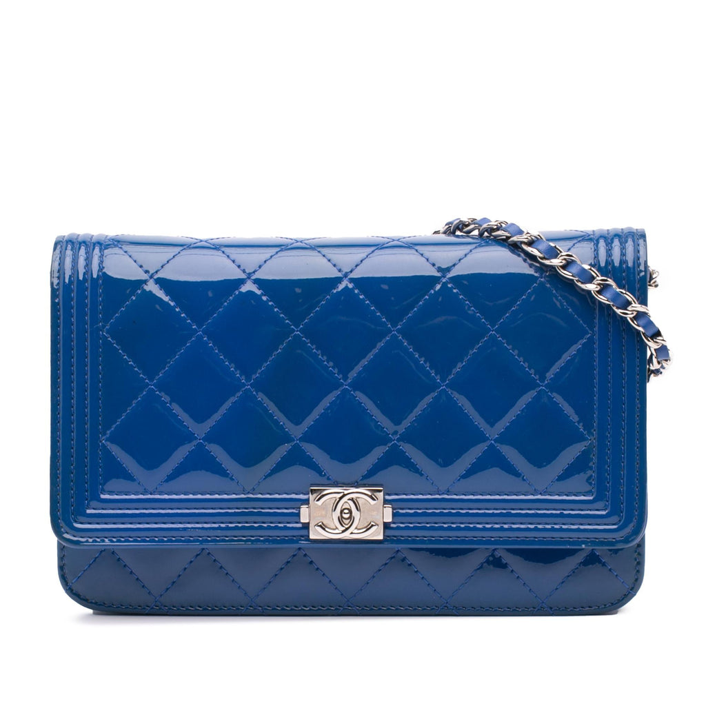 Chanel Quilted Patent Boy Wallet on Chain