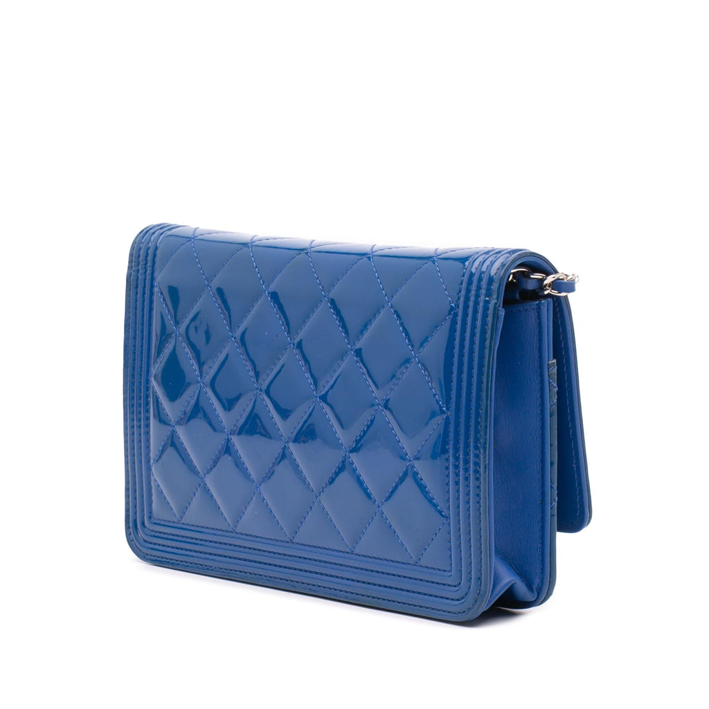 Chanel Quilted Patent Boy Wallet on Chain