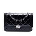 Chanel Quilted Patent Boy Wallet on Chain