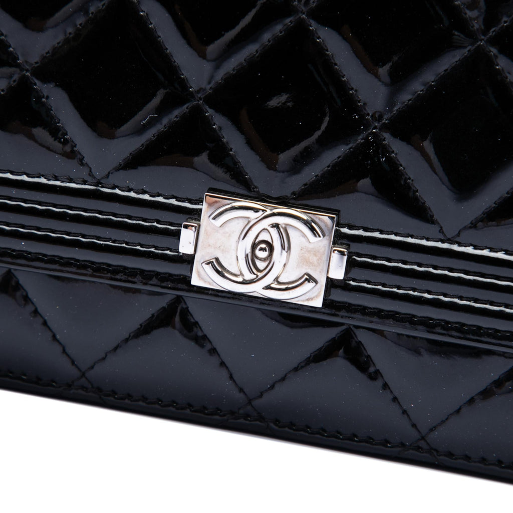 Chanel Quilted Patent Boy Wallet on Chain