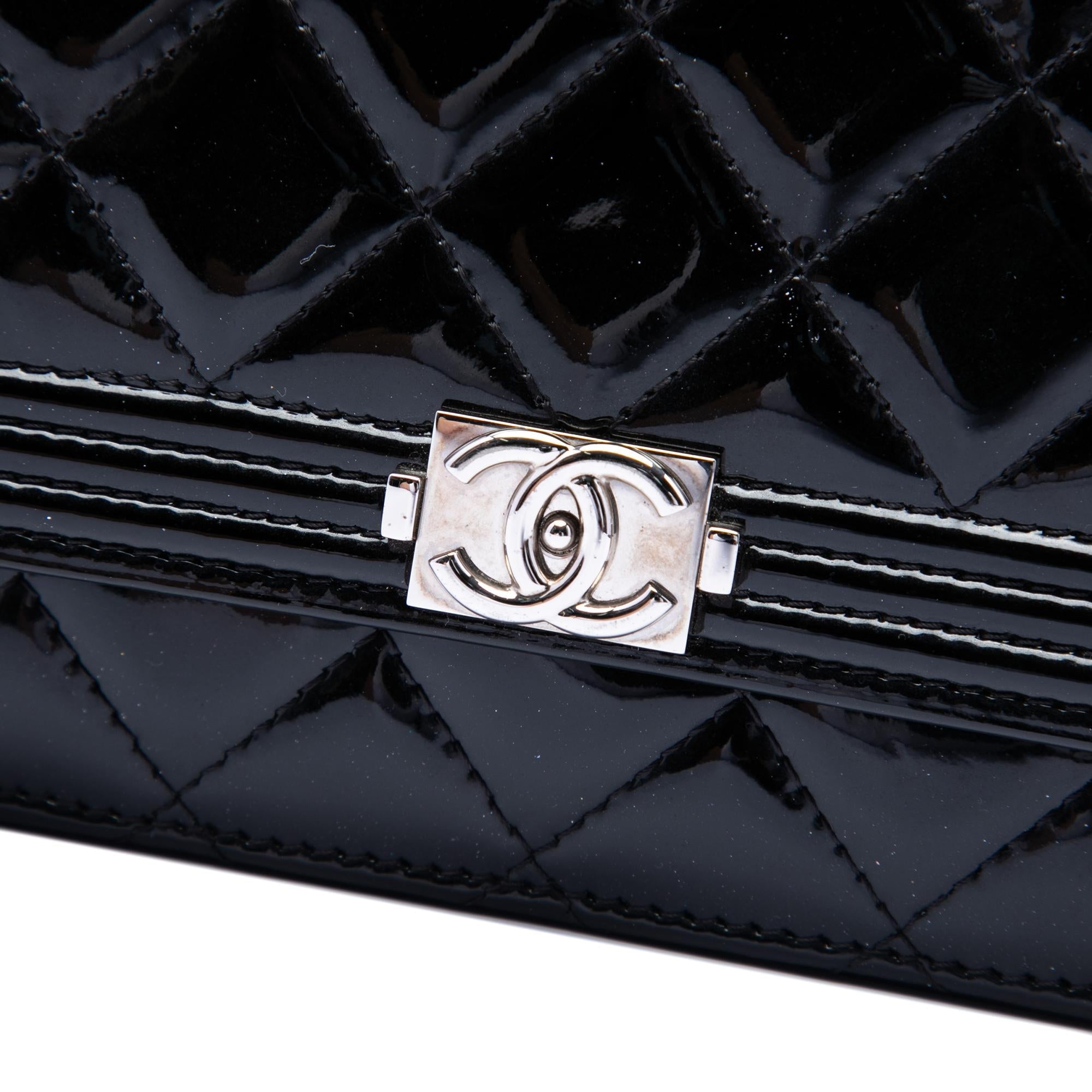 Chanel Quilted Patent Boy Wallet on Chain