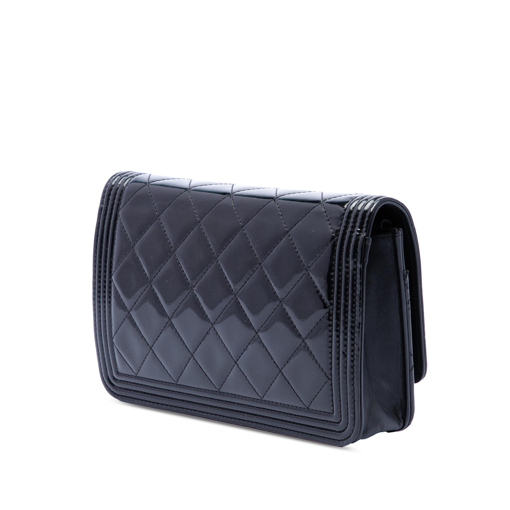 Chanel Quilted Patent Boy Wallet on Chain