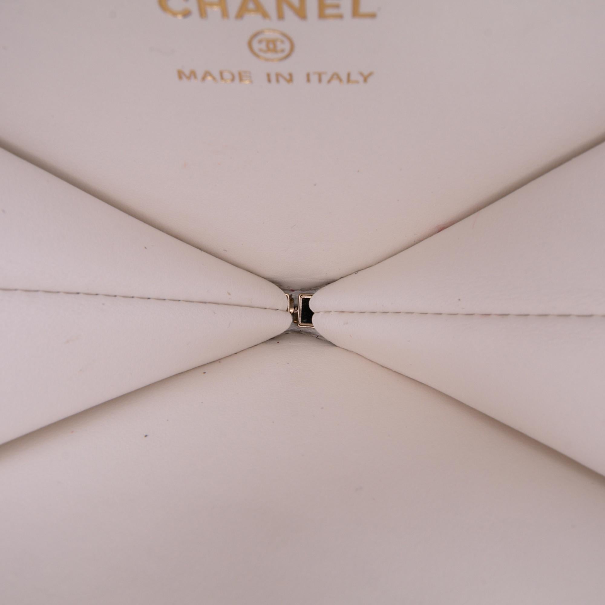 Chanel Quilted Patent Calfskin CC Heart Clutch With Chain