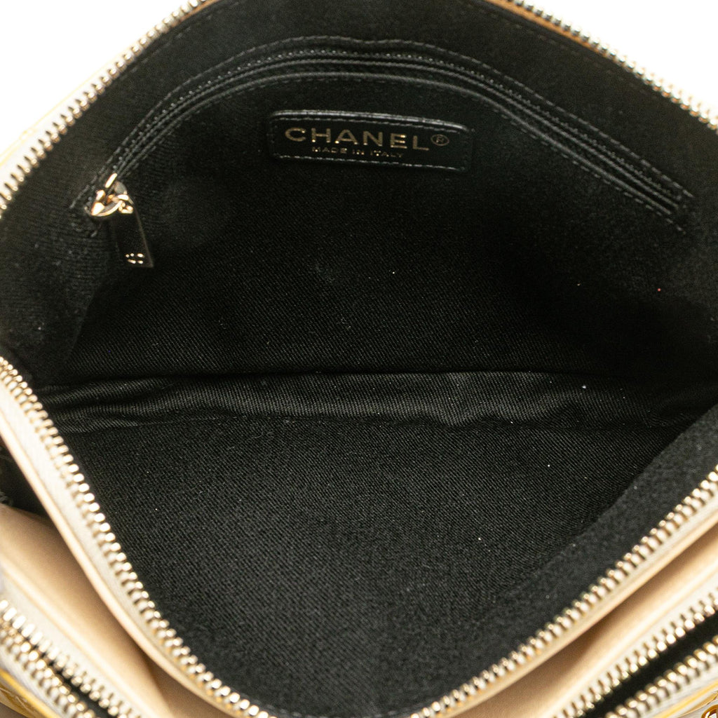 Chanel Quilted Patent Chain Double Zip Crossbody