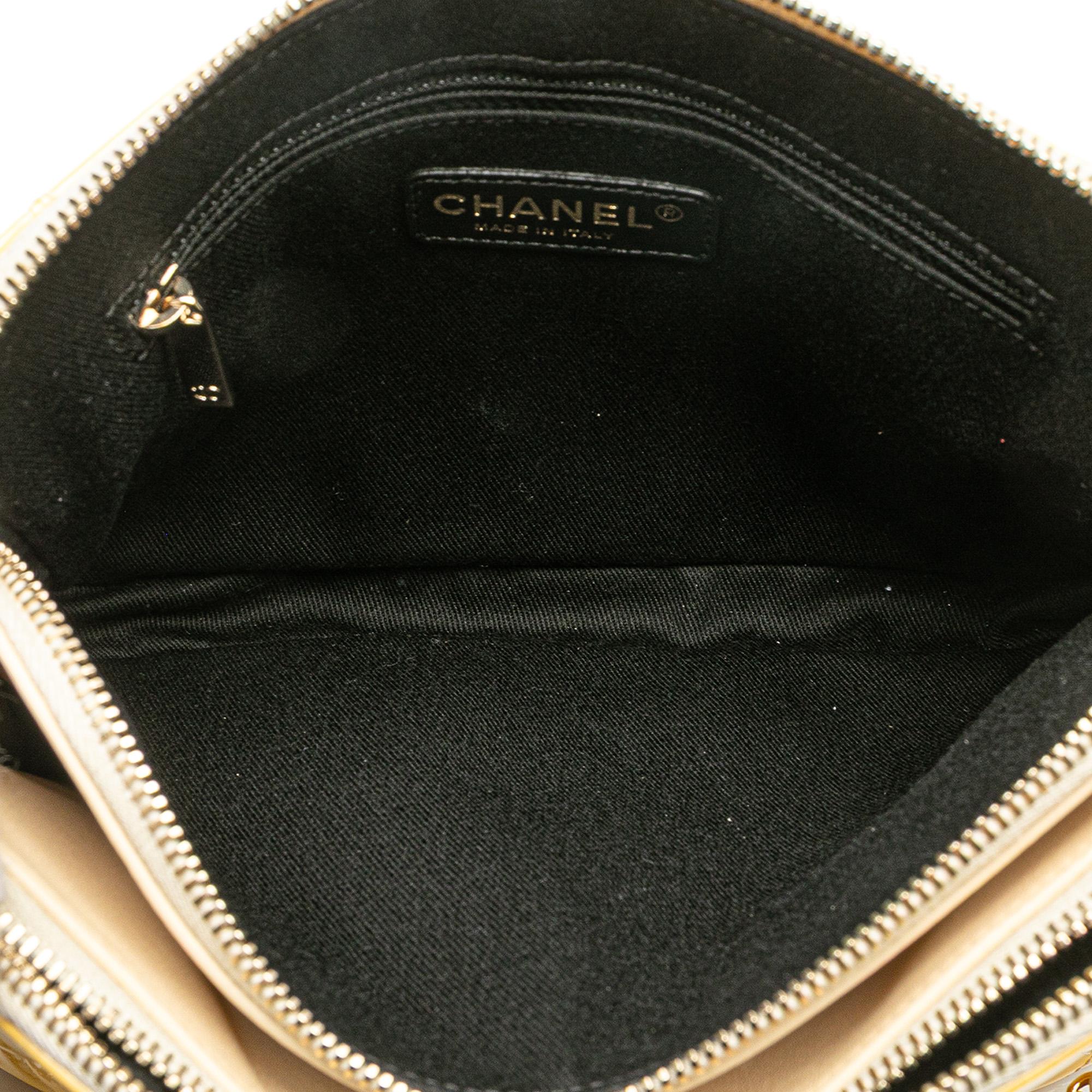 Chanel Quilted Patent Chain Double Zip Crossbody