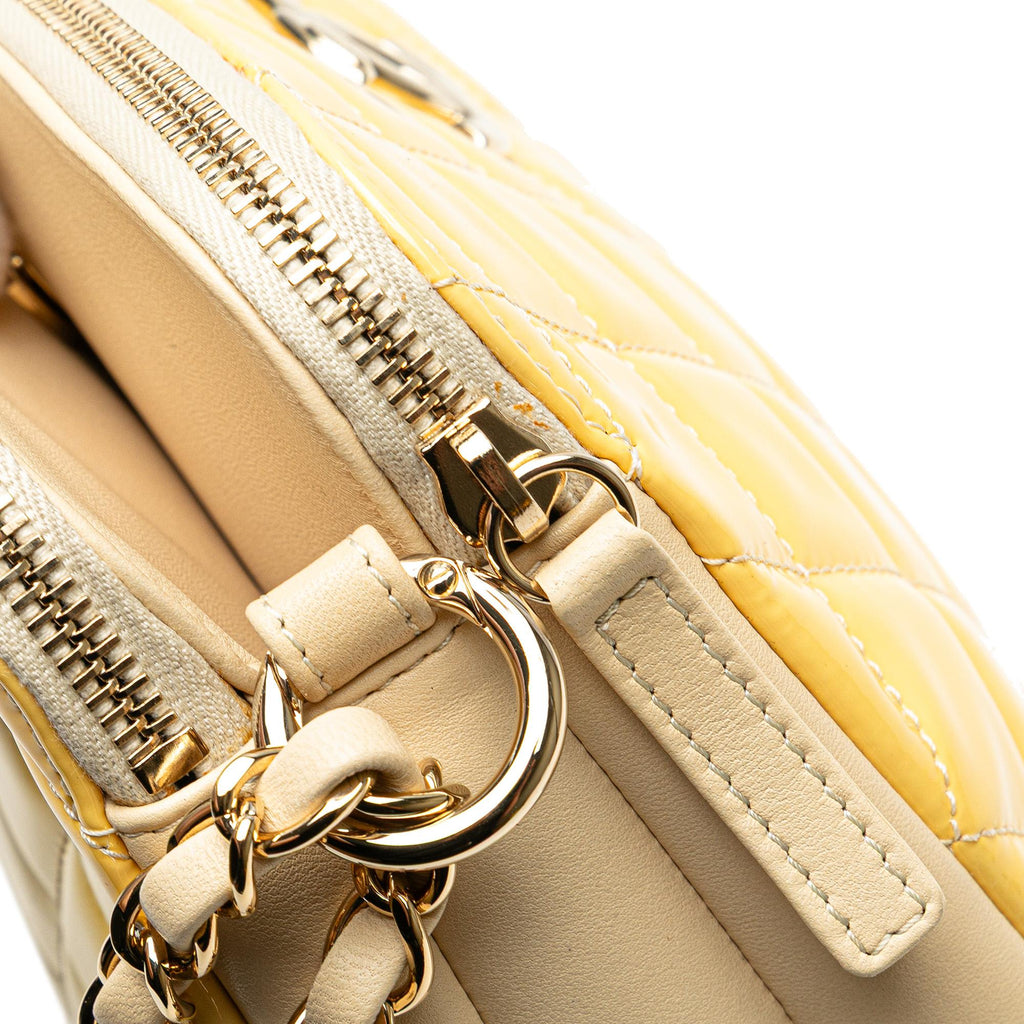 Chanel Quilted Patent Chain Double Zip Crossbody