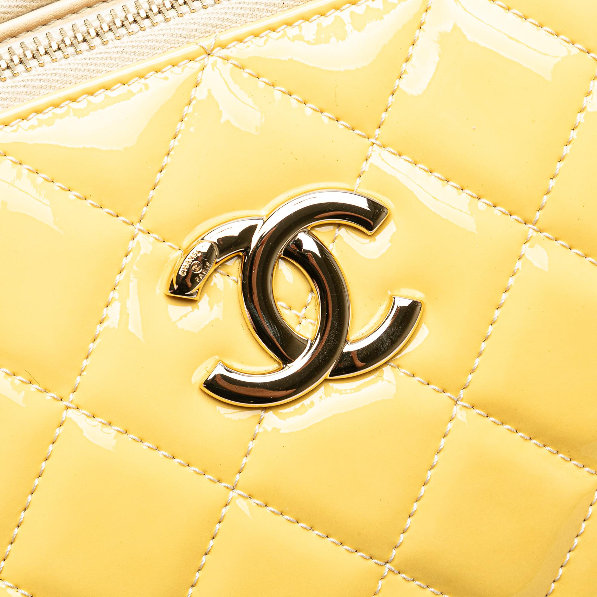 Chanel Quilted Patent Chain Double Zip Crossbody