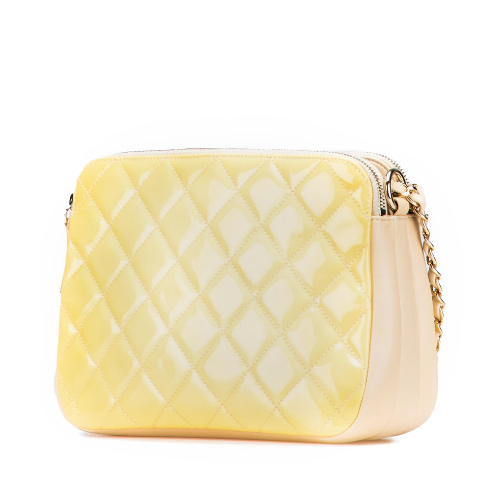 Chanel Quilted Patent Chain Double Zip Crossbody