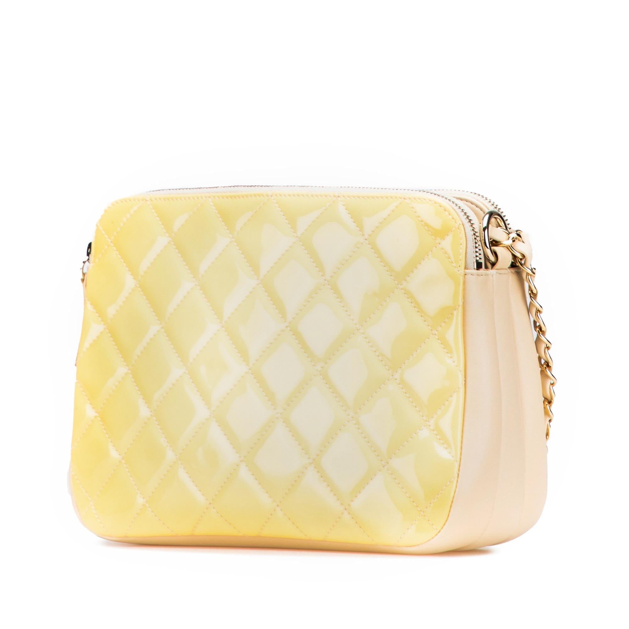 Chanel Quilted Patent Chain Double Zip Crossbody