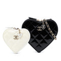 Chanel Quilted Patent Duo Heart Clutch with Chain