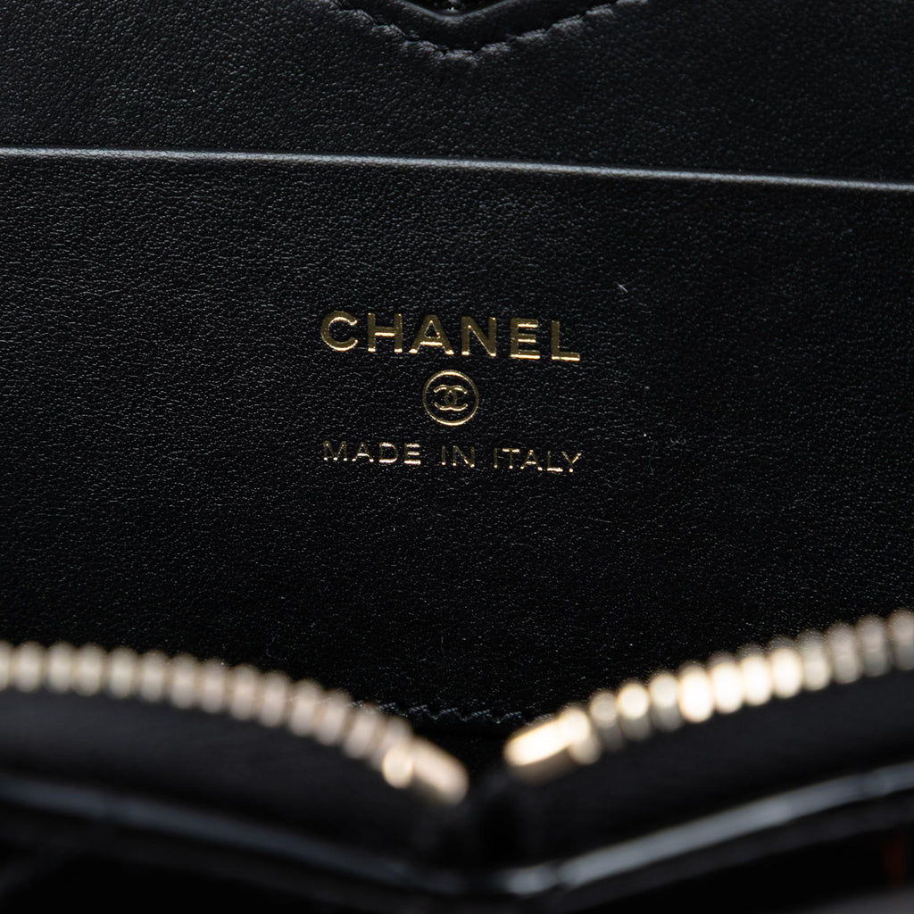 Chanel Quilted Patent Duo Heart Clutch with Chain