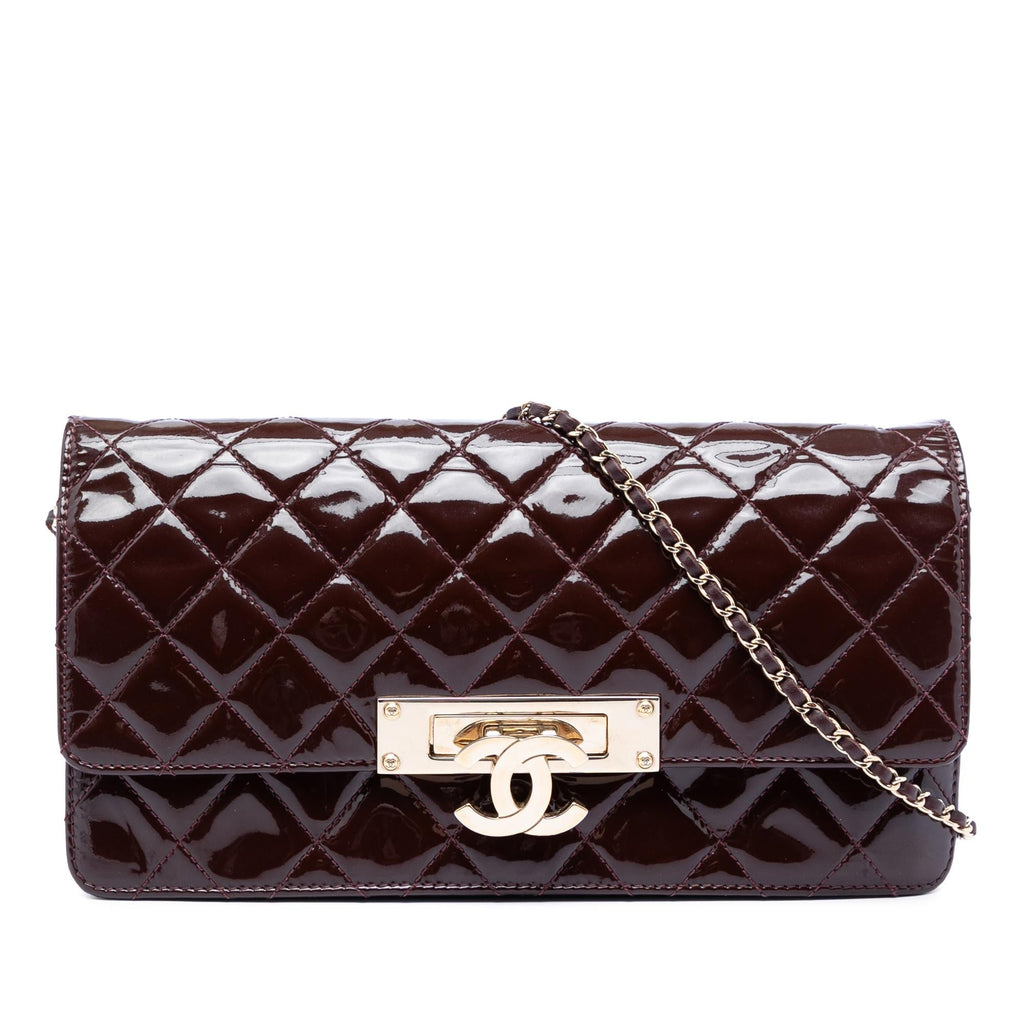 Chanel Quilted Patent Golden Class East West Wallet on Chain