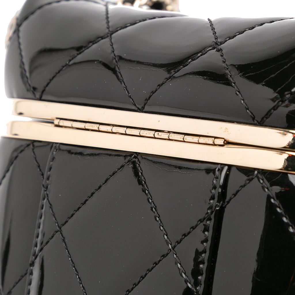 Chanel Quilted Patent Logo Chain Vanity Case