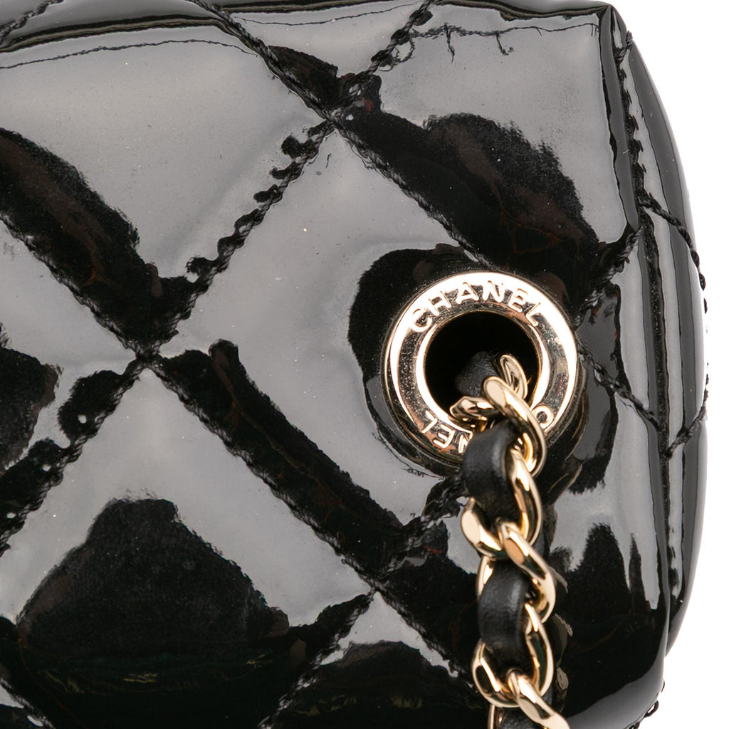 Chanel Quilted Patent Logo Chain Vanity Case