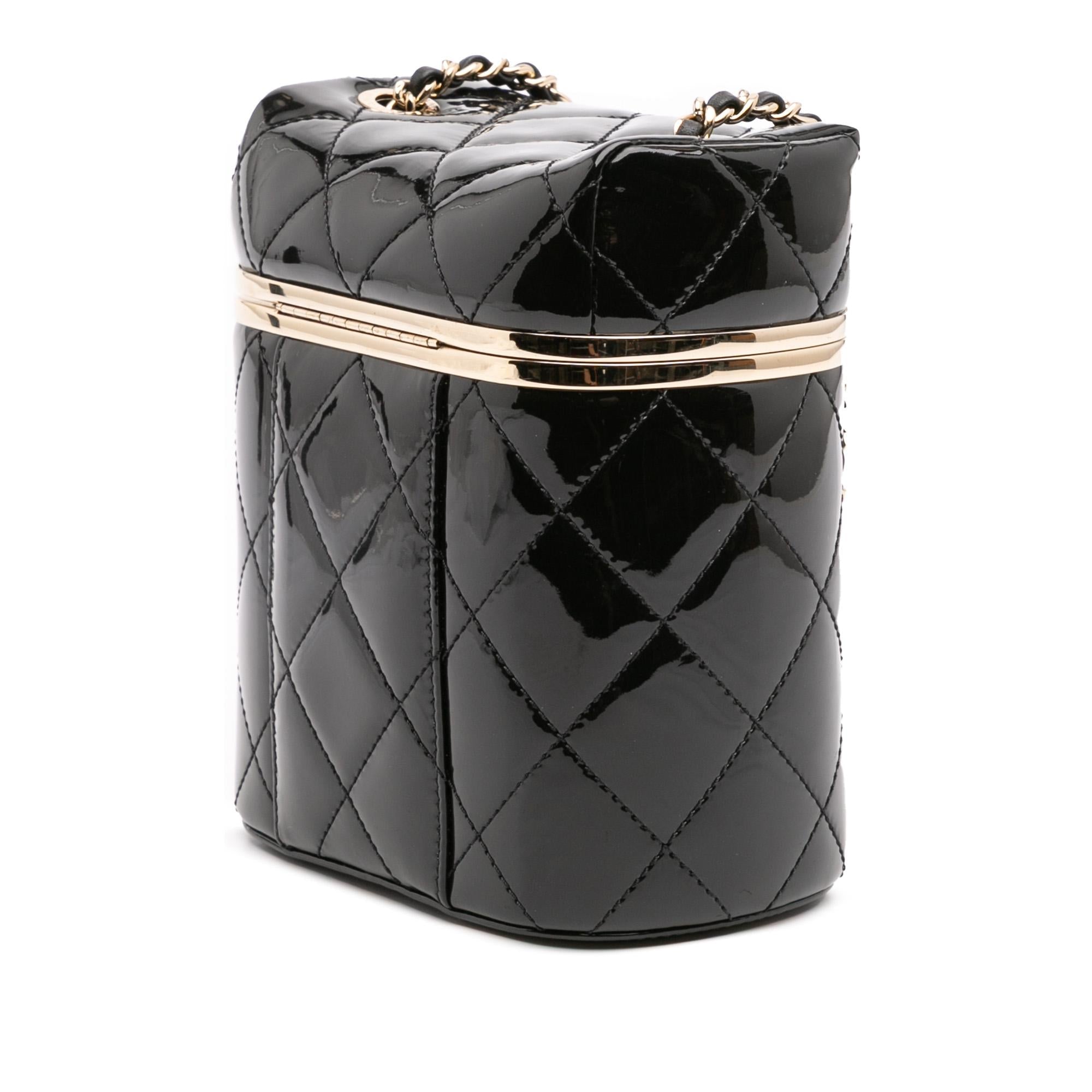 Chanel Quilted Patent Logo Chain Vanity Case