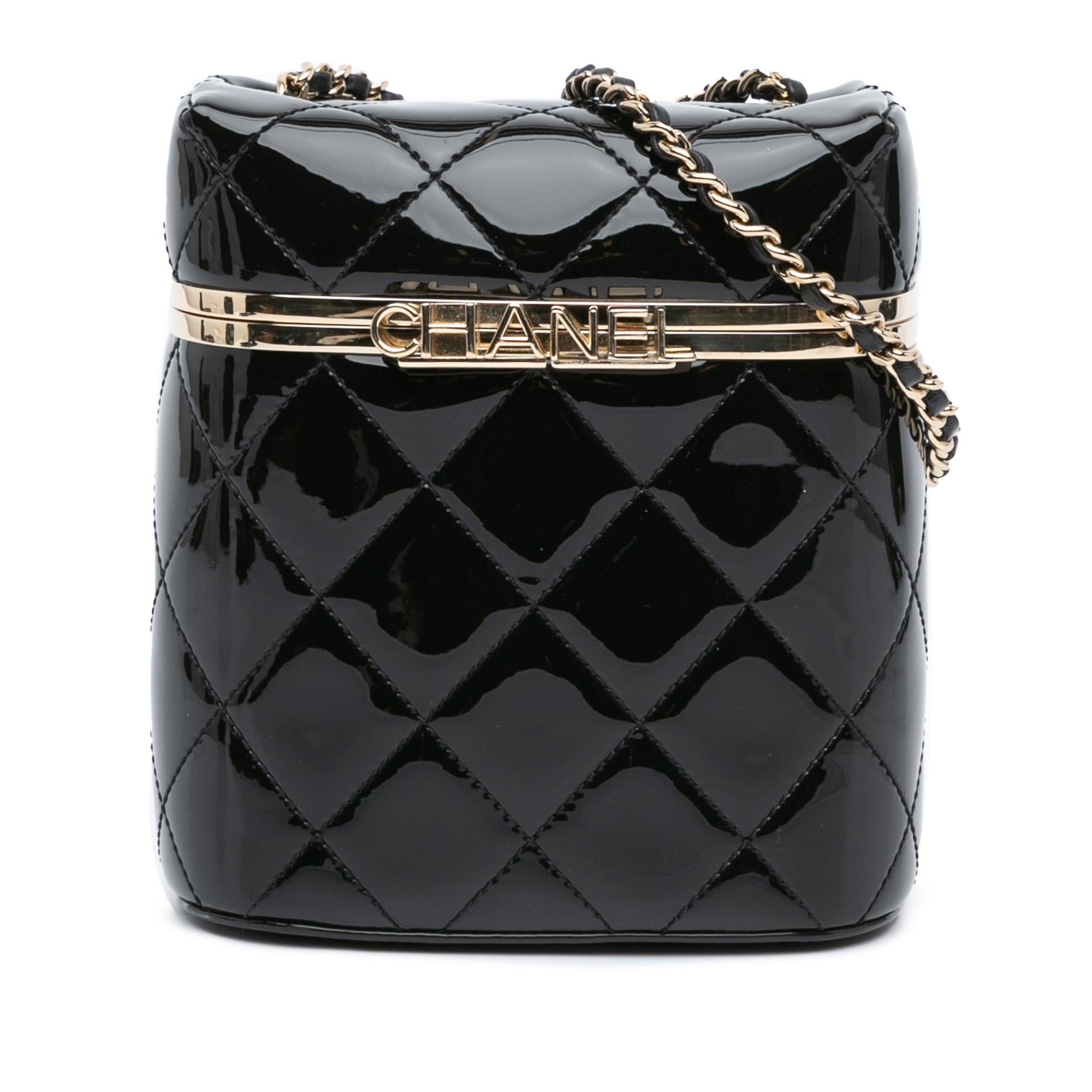 Chanel Quilted Patent Logo Chain Vanity Case