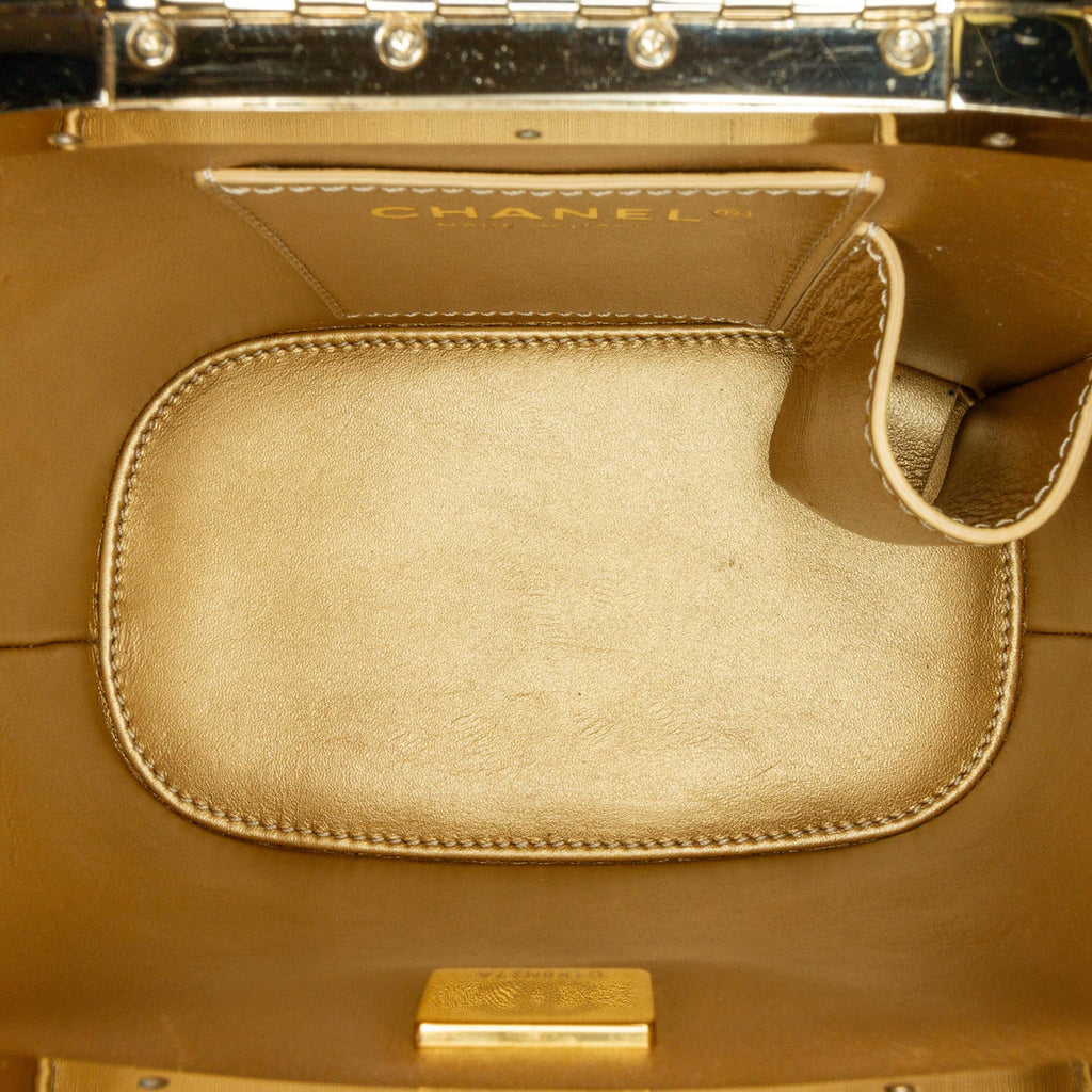 Chanel Quilted Patent Logo Chain Vanity Case