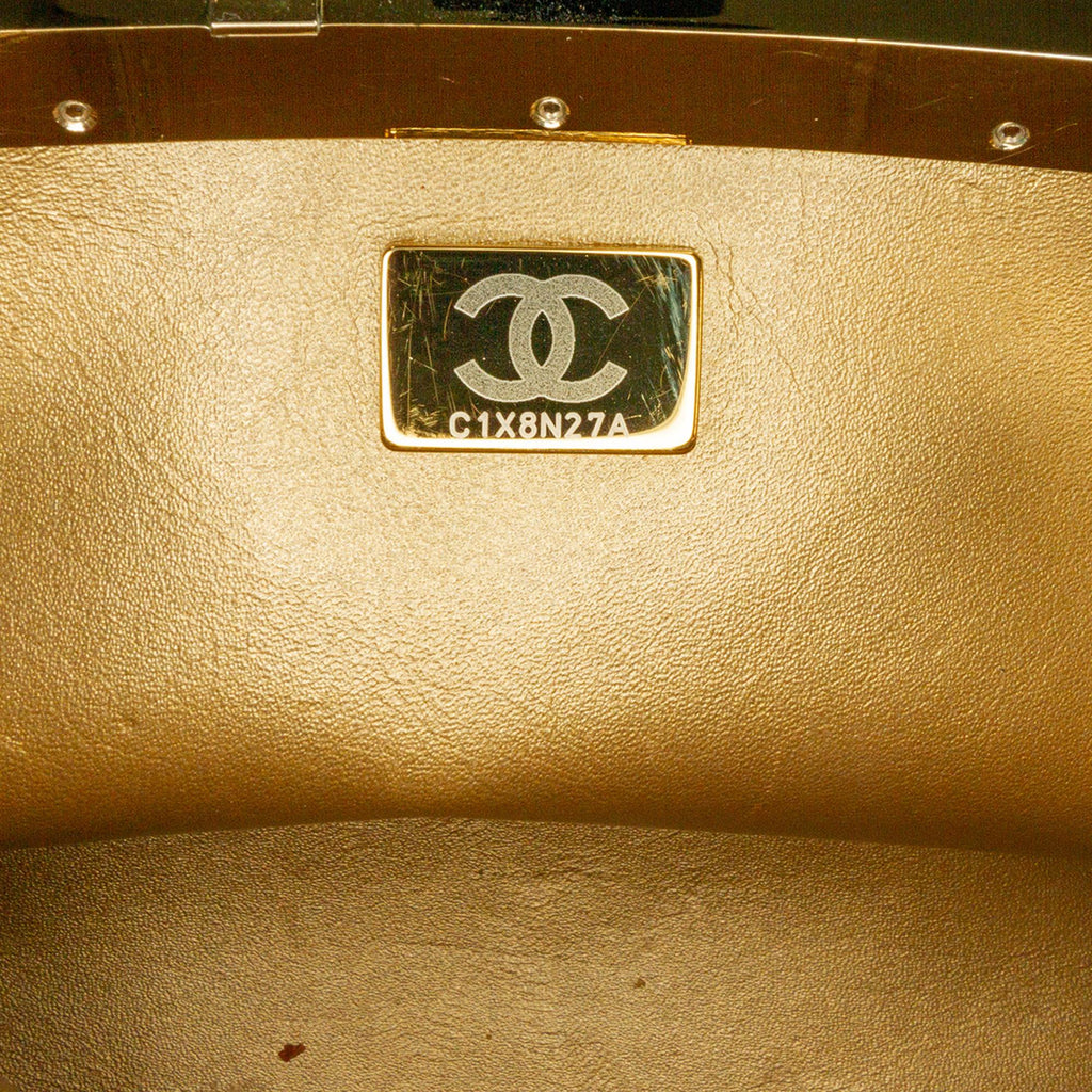 Chanel Quilted Patent Logo Chain Vanity Case