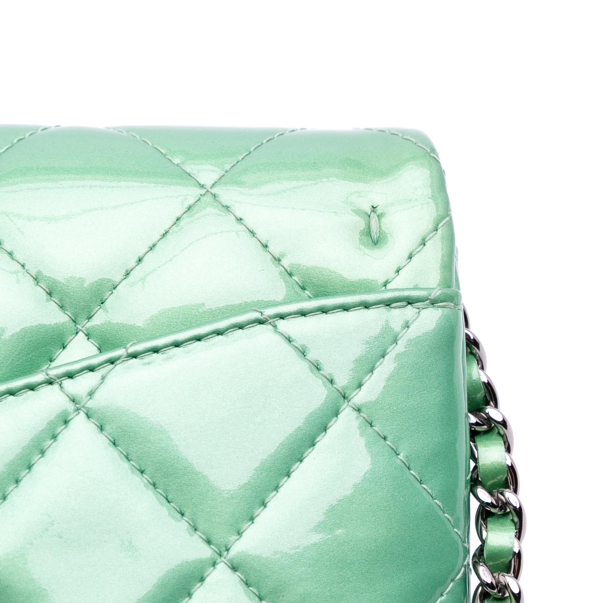 Chanel Quilted Patent New Clutch on Chain
