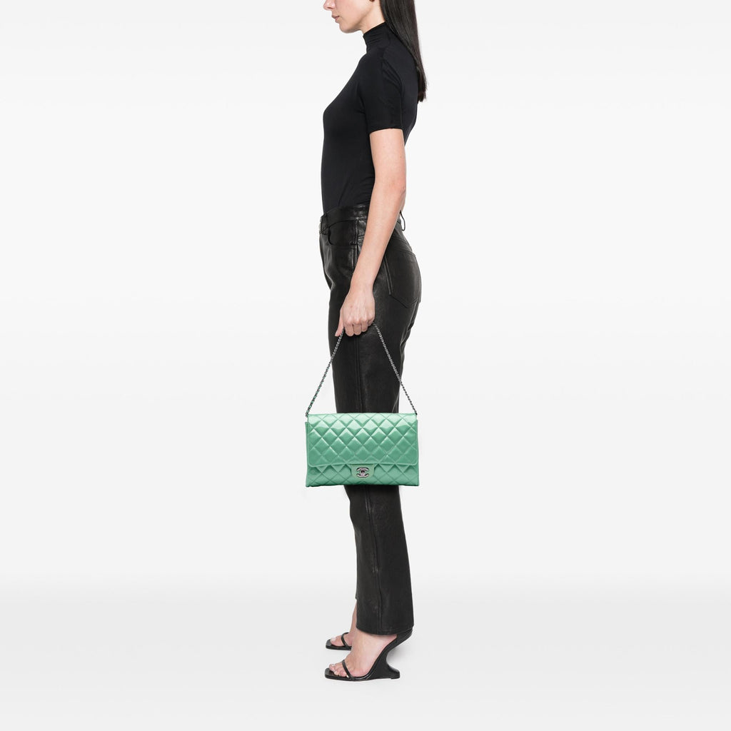 Chanel Quilted Patent New Clutch on Chain