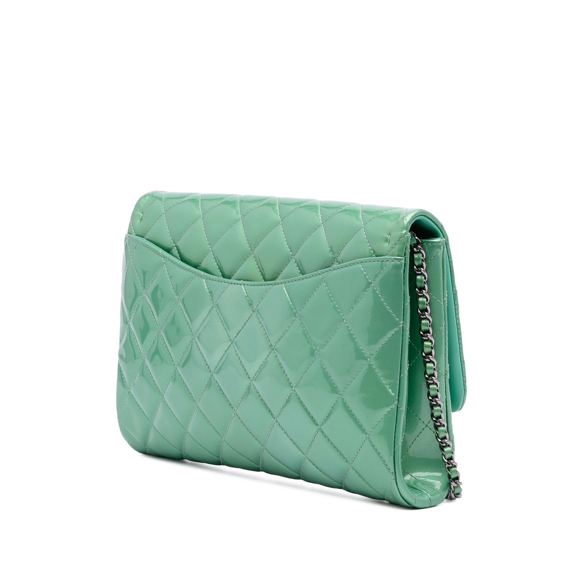 Chanel Quilted Patent New Clutch on Chain