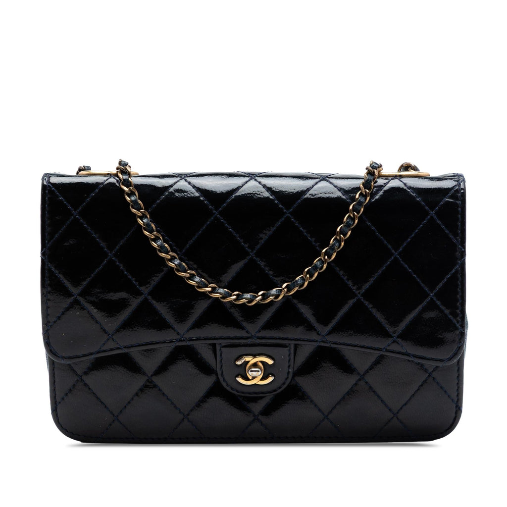 Chanel Quilted Patent and Goatskin CC Eyelet Wallet On Chain