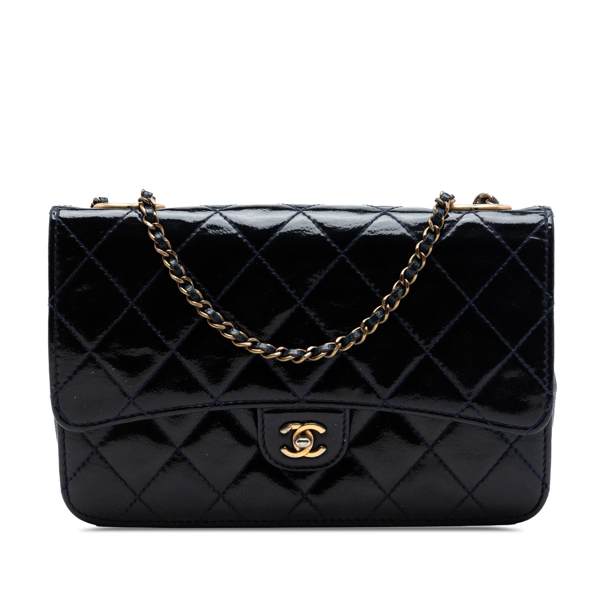 Chanel Quilted Patent and Goatskin CC Eyelet Wallet On Chain