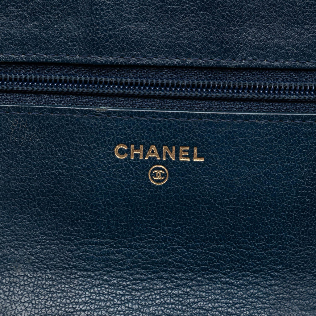 Chanel Quilted Patent and Goatskin CC Eyelet Wallet On Chain