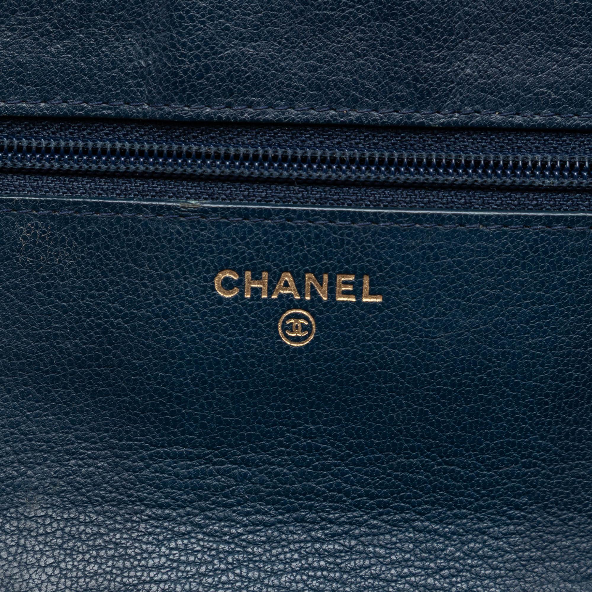 Chanel Quilted Patent and Goatskin CC Eyelet Wallet On Chain
