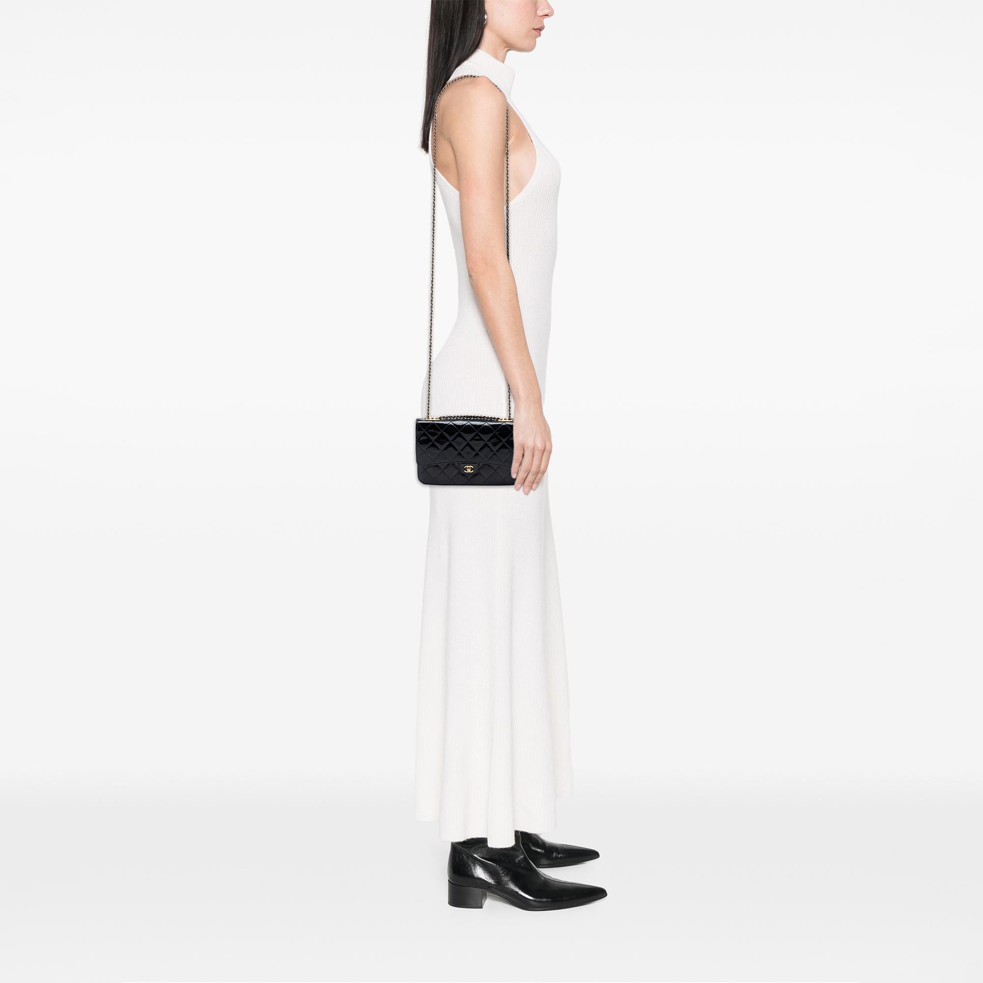 Chanel Quilted Patent and Goatskin CC Eyelet Wallet On Chain