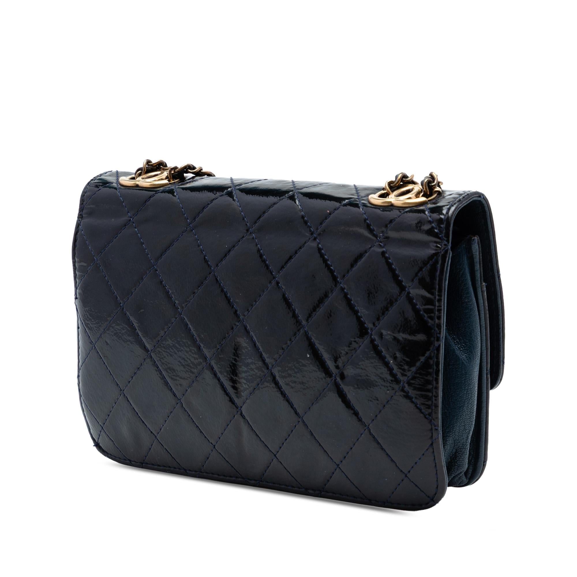 Chanel Quilted Patent and Goatskin CC Eyelet Wallet On Chain