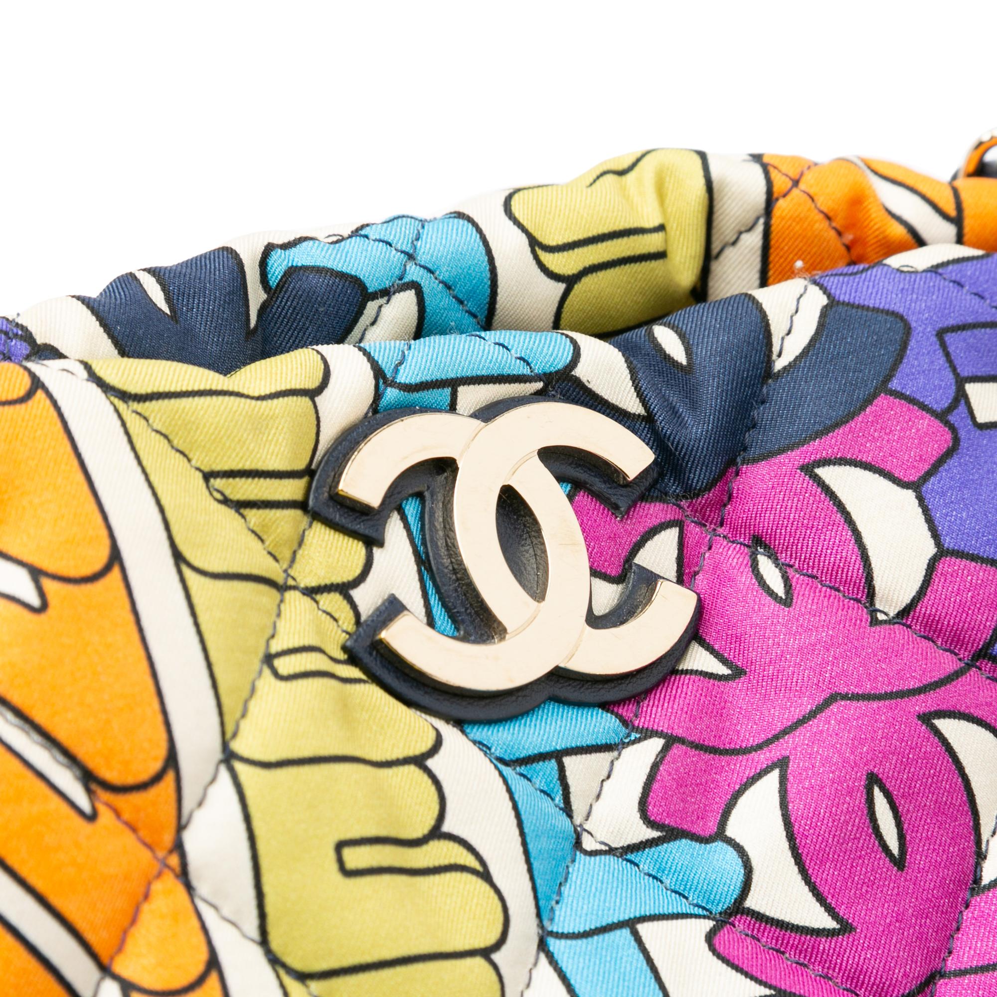 Chanel Quilted Printed Nylon Logo Shopping Tote (SHG-8Ik6Tq)