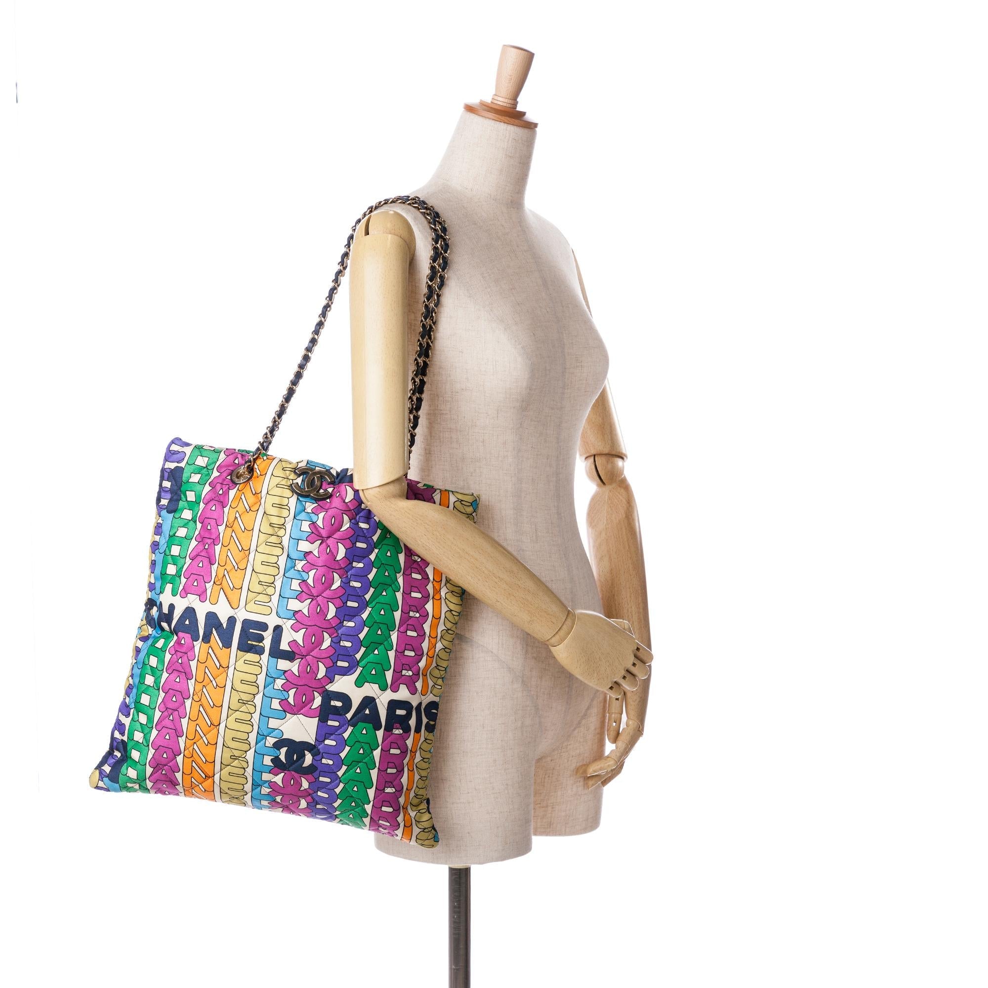 Chanel Quilted Printed Nylon Logo Shopping Tote (SHG-8Ik6Tq)