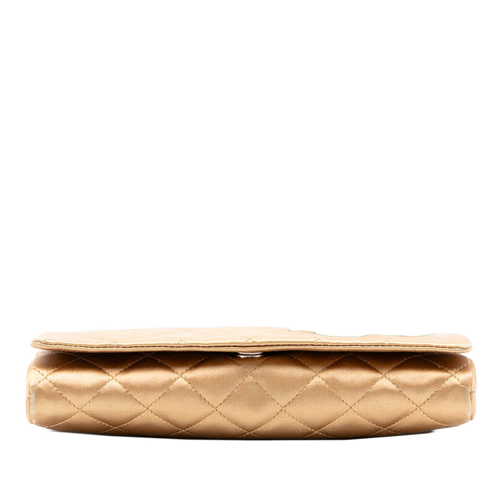 Chanel Quilted Satin Crystal Chain Clutch