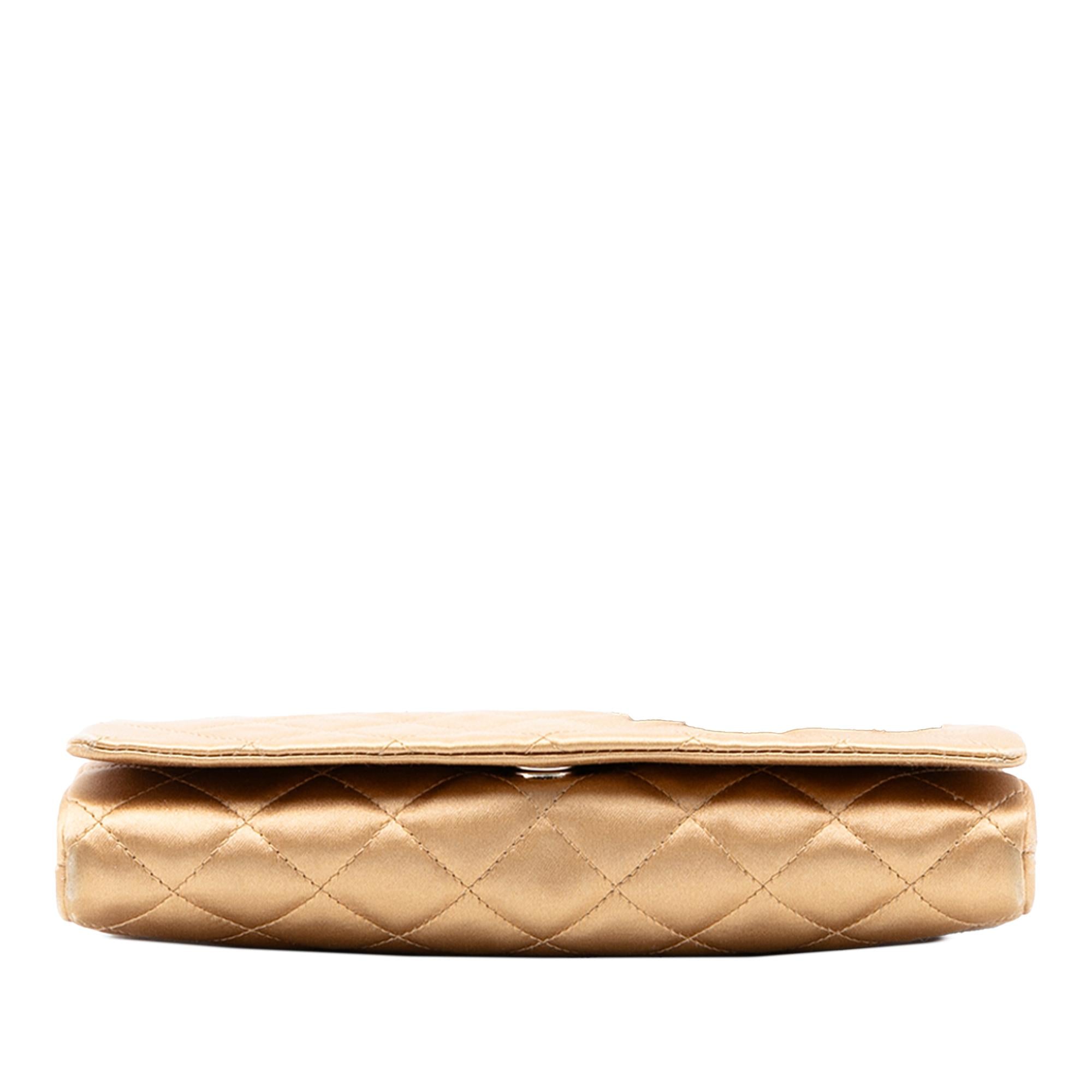 Chanel Quilted Satin Crystal Chain Clutch
