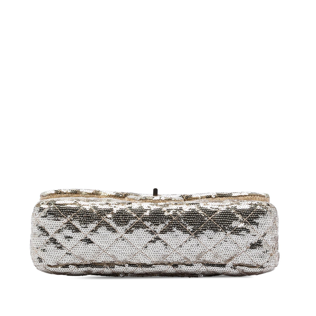Chanel Quilted Sequined Raffia Easy Reissue 2.55 Single Flap 225