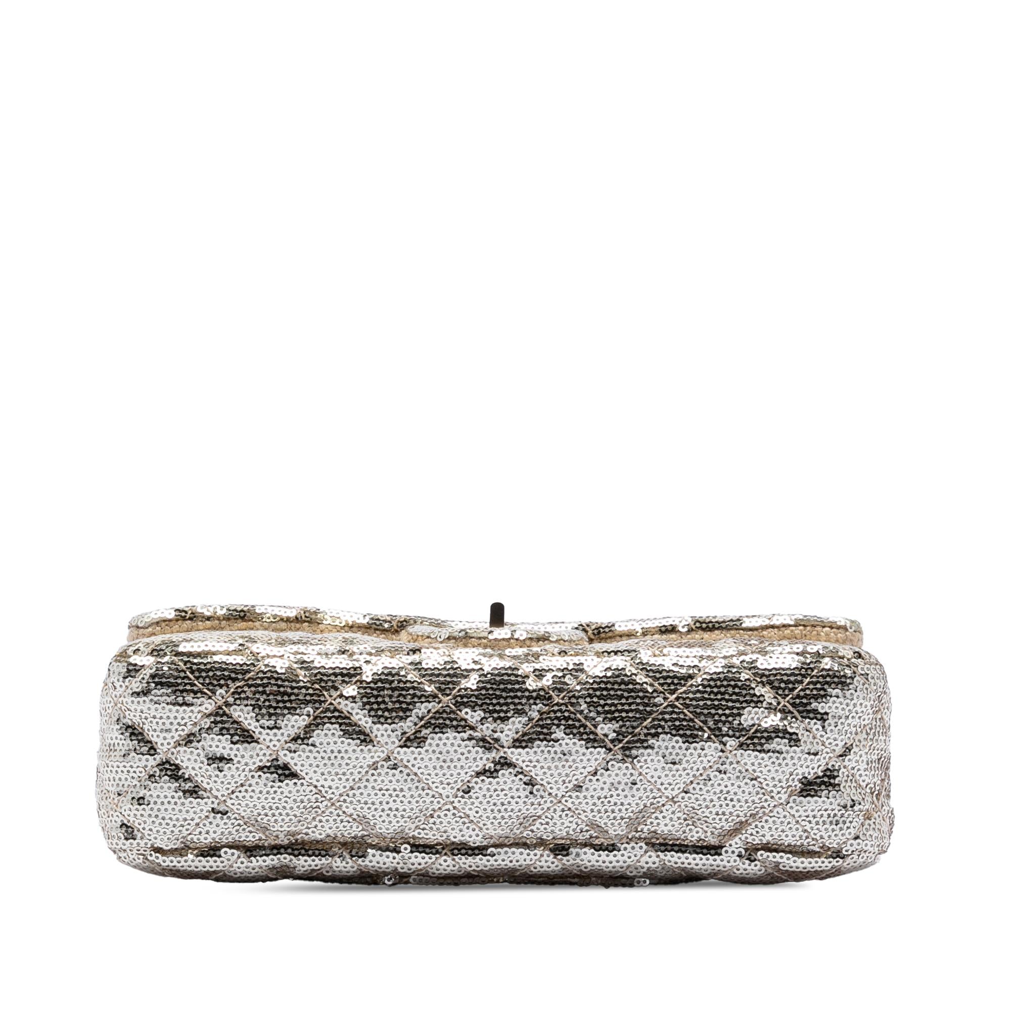 Chanel Quilted Sequined Raffia Easy Reissue 2.55 Single Flap 225